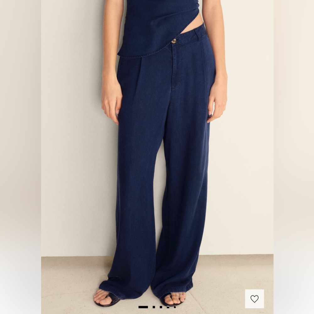 Mango Wide Leg Lyocell Pants with Pleats